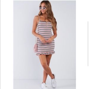 Soft Striped Ruffle Hem Mini Dress 💕
